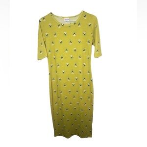 LulaRoe Yellow Body-con Comfy Core Julia‎ Dress Size XS Fast Shipping NWT